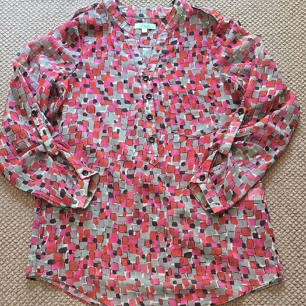 Jade Melody Tam Colorful Geometric Women's Blouse